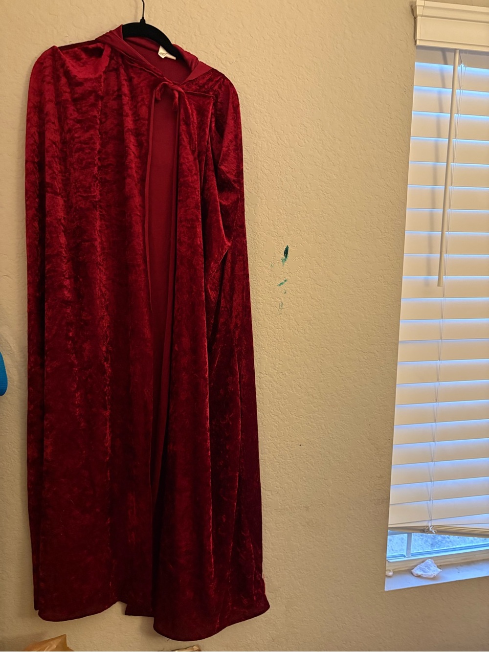 Dark Red velvet like cape costume with hood. Halloween. Long all sizes